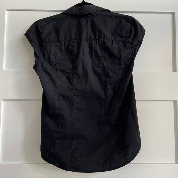 Suzy Shier Y2K Black Button-Up Short Sleeve Blouse - Picture 9 of 14